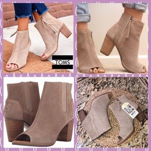 🧿NWT🧿TOMS Majorica Peep Toe stucco suede boots